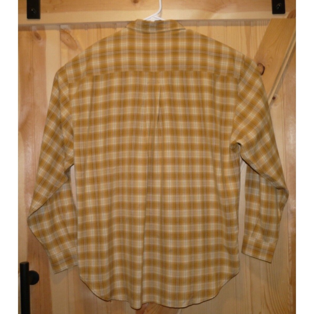 Tommy Bahama Mens Large 100% Silk Button Front Shirt Yellow Tan Plaid Long Sleev - Picture 5 of 8